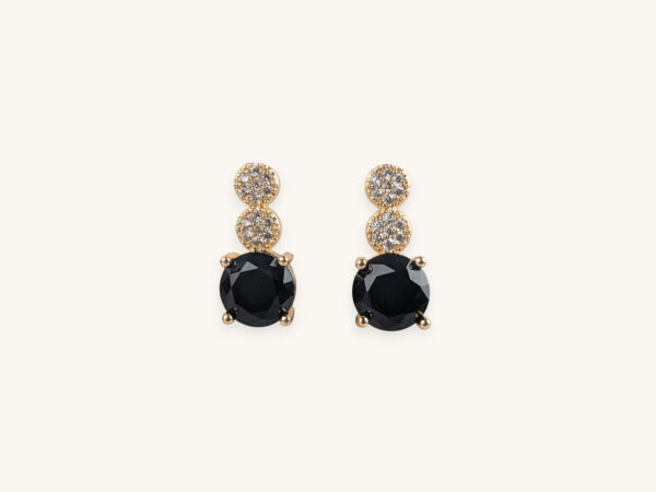 Golden Round Stone Earrings