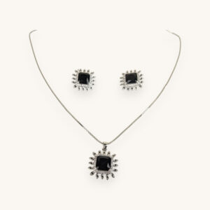 Silver Chain Necklace Earrings Set