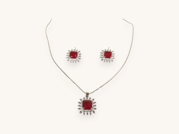 Silver Chain Necklace Earrings Set