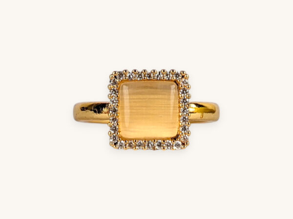Golden Ring Big Square Stone