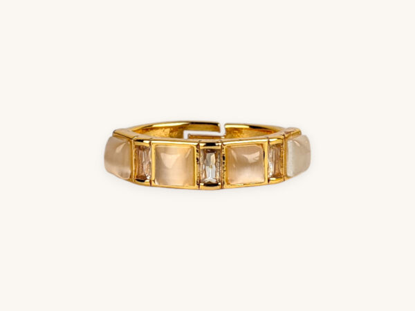Golden Ring Four Square Stone
