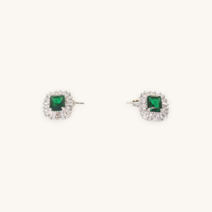 Silver Emerald Green Earrings