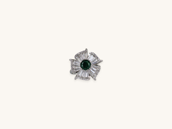 Silver Ring Flower Stone