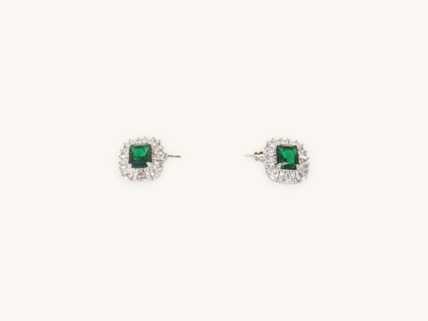 Silver Emerald Green Earrings