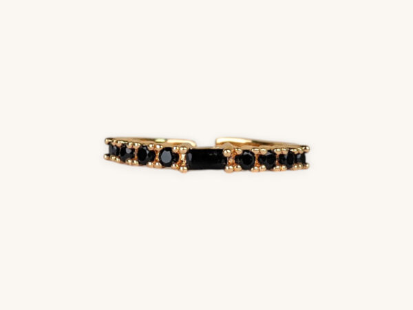 Thin Black Stone Golden Ring