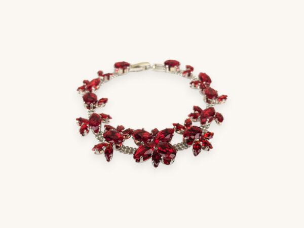 Silver Cluster Bracelet Red Stones - Image 2