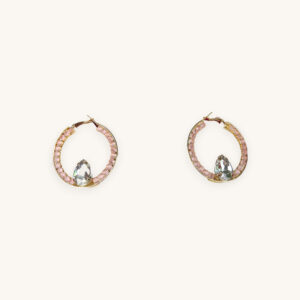 Golden Round Peach Stone Earrings