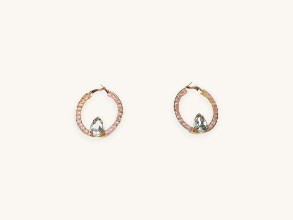 Golden Round Peach Stone Earrings