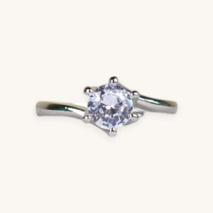 Crystal Diamond Silver Stone Ring