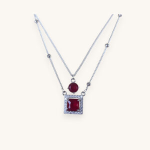 Silver Red Stone Necklace