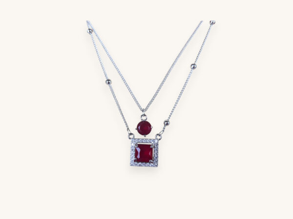 Silver Red Stone Necklace