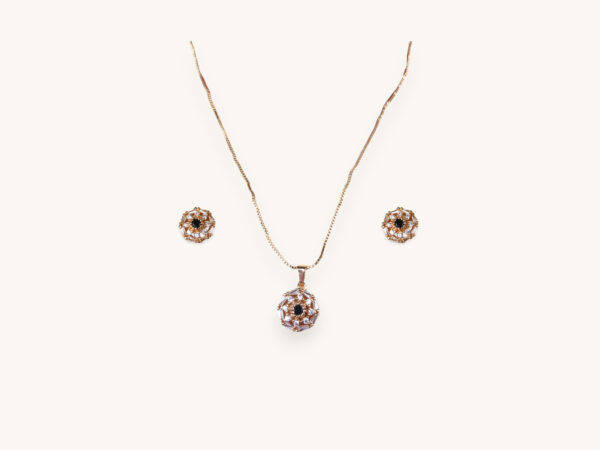 Golden Black Stone Earrings Necklace