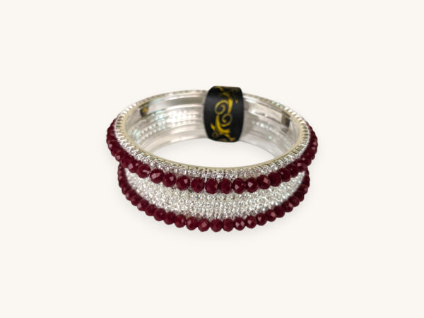 Silver Bangles Maroon Set(Karay) - Image 2