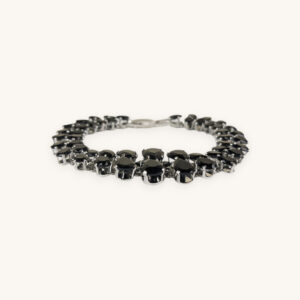 Silver Cluster Bracelet Black Stones