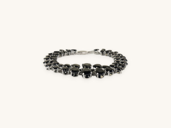 Silver Cluster Bracelet Black Stones