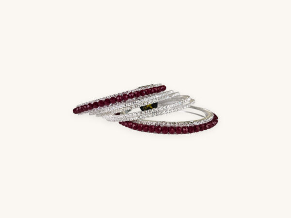 Silver Bangles Maroon Set(Karay) - Image 3