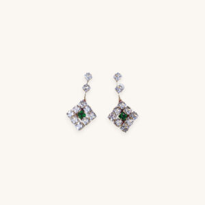 Crystal Square Green Stone Earrings