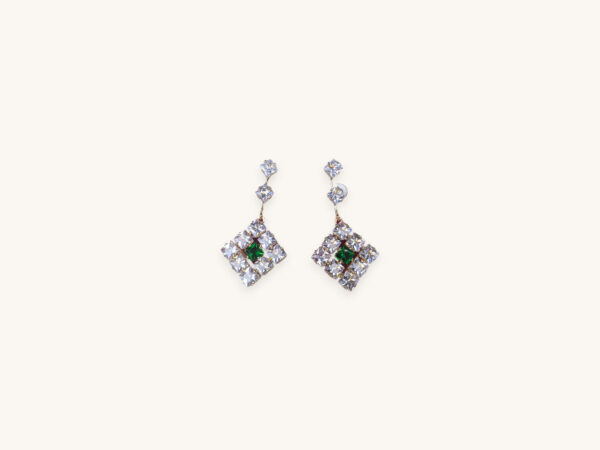 Crystal Square Green Stone Earrings