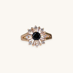Golden Ring Black Round Stone