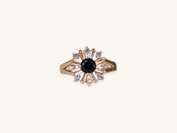 Golden Ring Black Round Stone