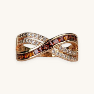 Twisted Bronze Stone Golden Ring