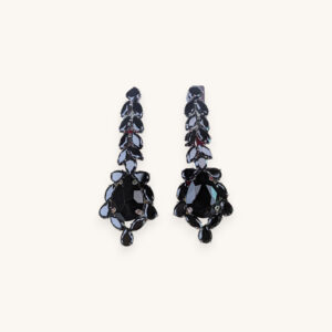 Cluster Dangle Drop Black Earrings