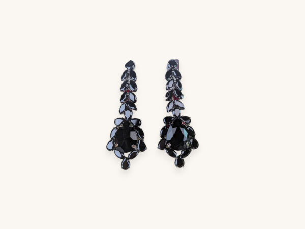 Cluster Dangle Drop Black Earrings