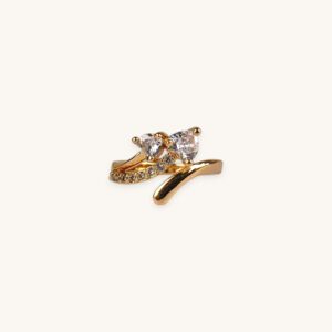 Luxury Two Stone Golden Ring