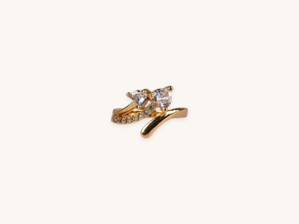 Luxury Two Stone Golden Ring