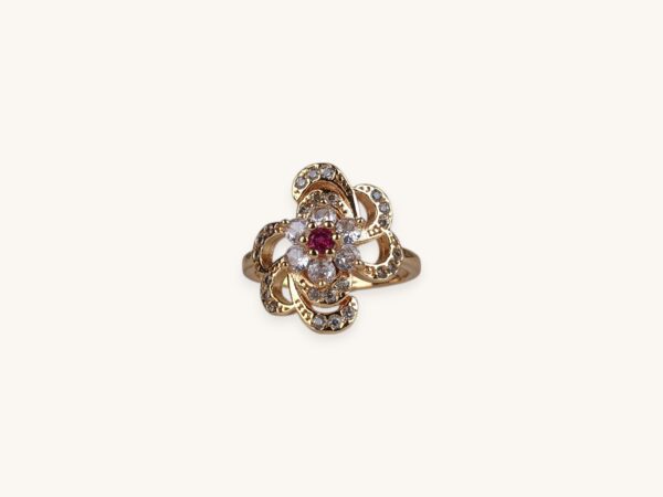 Floral Stone Golden Ring
